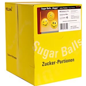 HELLMA sachets de sucre Sugar Balls "Happy", présentoir en