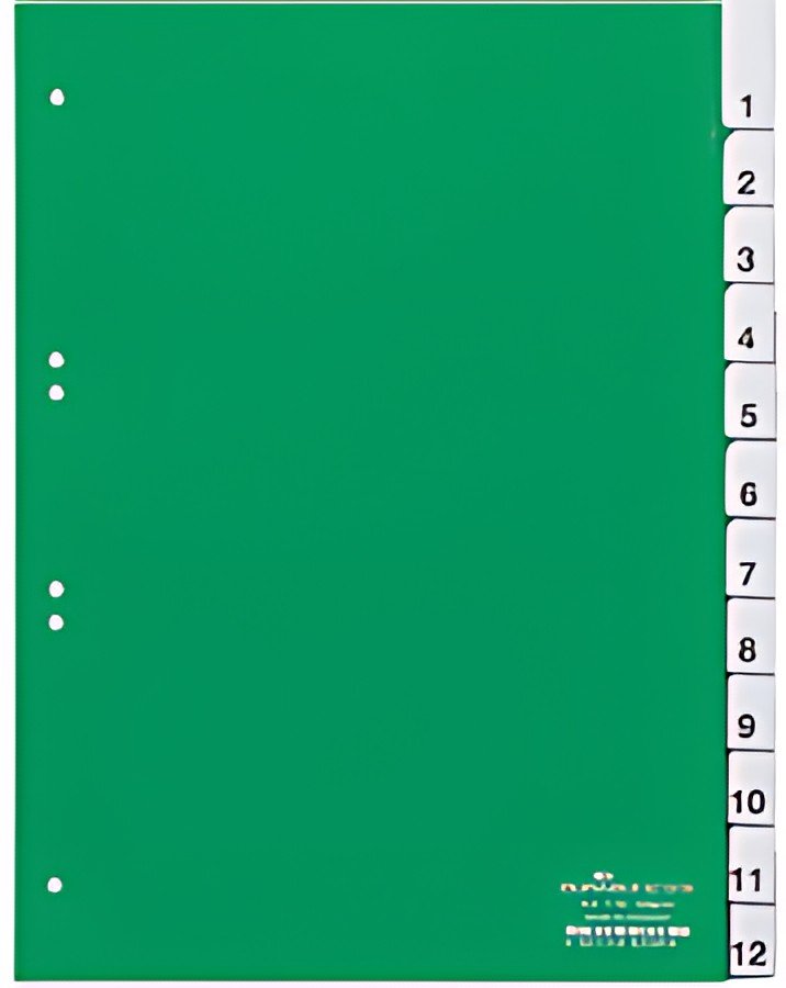 DURABLE Intercalaires en plastique, PP, 12 touches