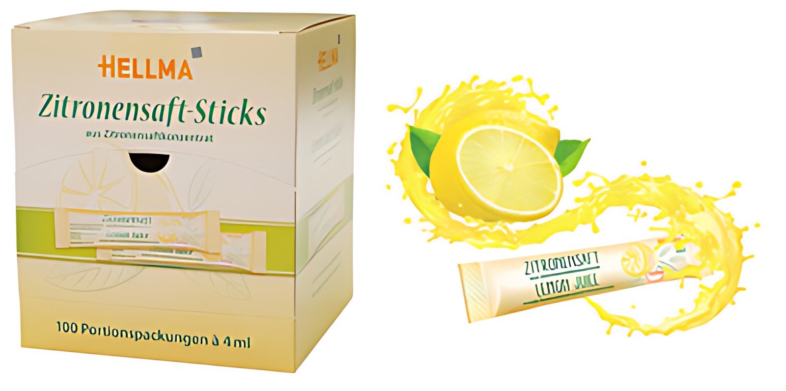 HELLMA Sticks de jus de citron, dans un présentoir en carton