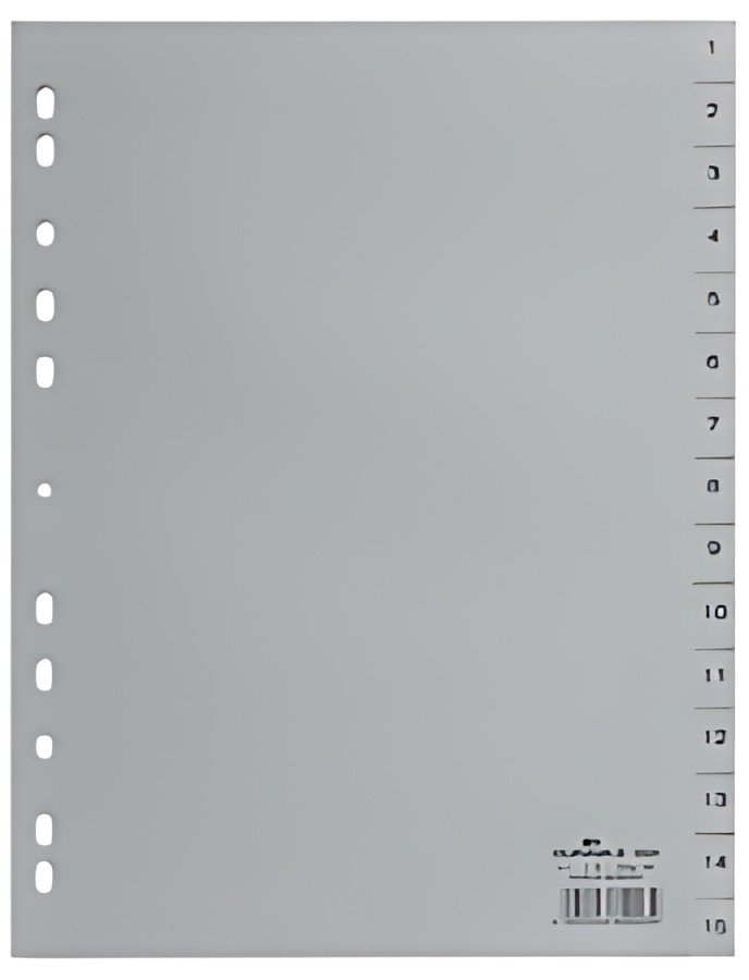 DURABLE Intercalaires en plastique, chiffres, A4, 15 touches
