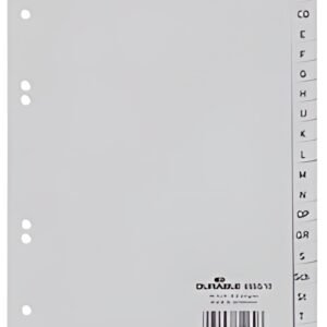 Registres en plastique DURABLE, A-Z, A5, PP, 20 pièces, gris