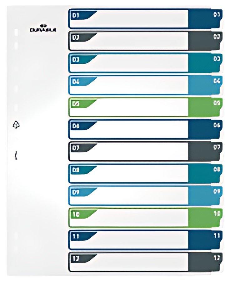 DURABLE Intercalaire en plastique, numérique, A4+