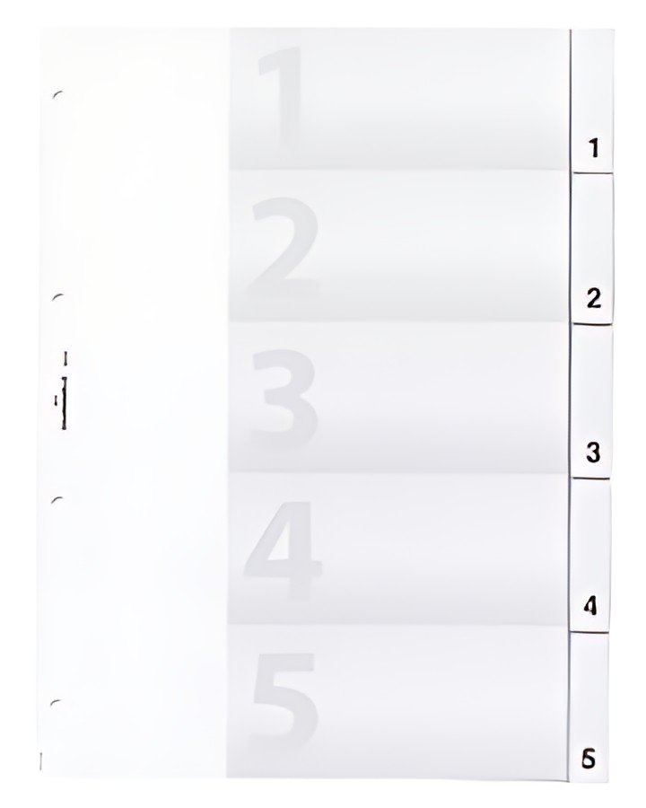 DURABLE Intercalaires en plastique, A4, 5 touches, transp.