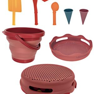SCHILDKRÖT Kit de jouets de plage 7en1, rouge