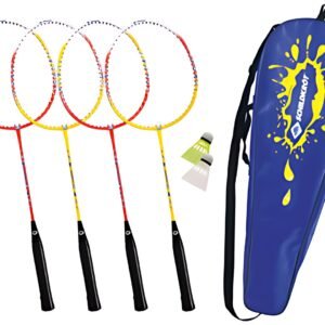 SCHILDKRÖT Set de badminton 4 joueurs, rouge / jaune