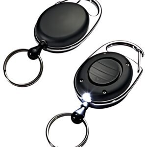 DURABLE porte-badges avec enrouleur et LED, ovale, noir