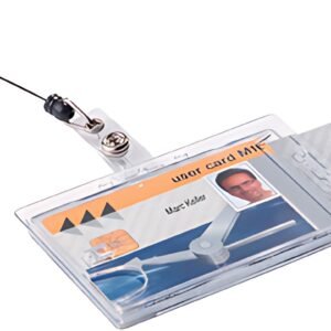 DURABLE Porte-badge double avec enrouleur, transparent