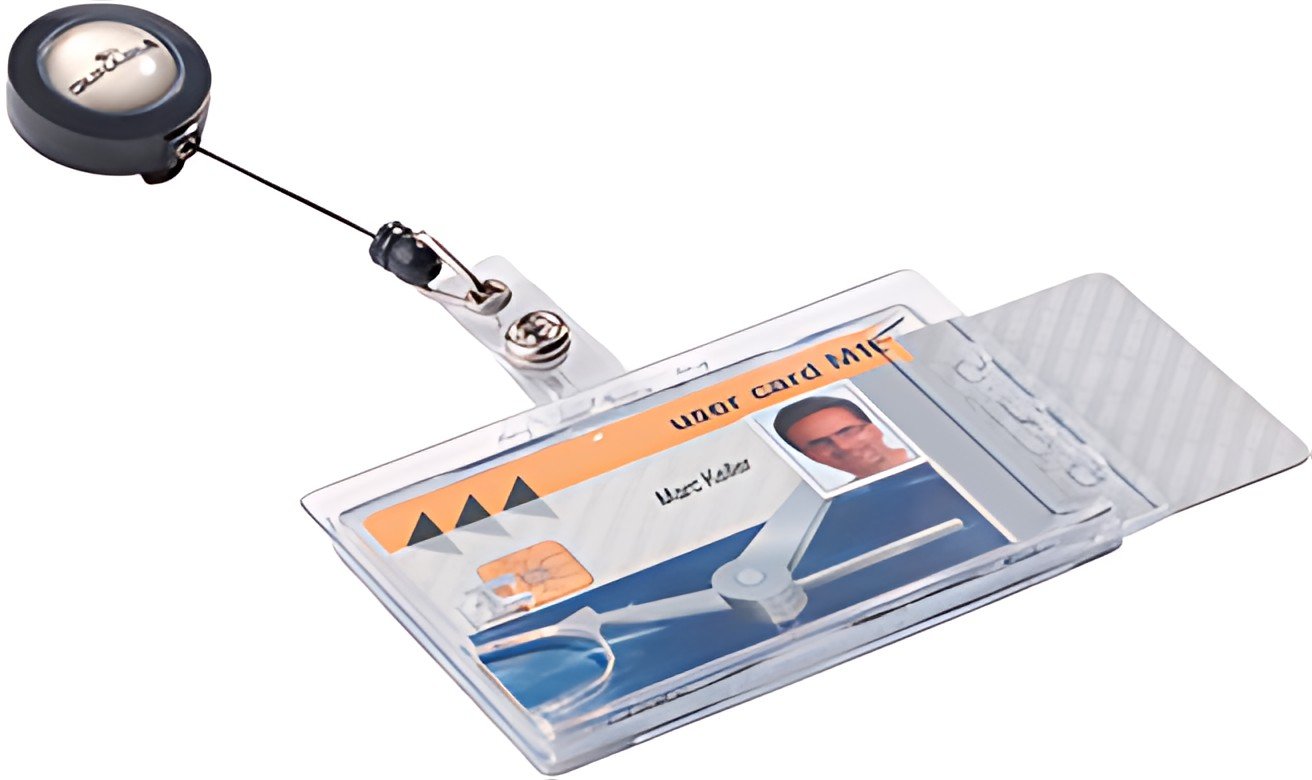 DURABLE Porte-badge double avec enrouleur, transparent