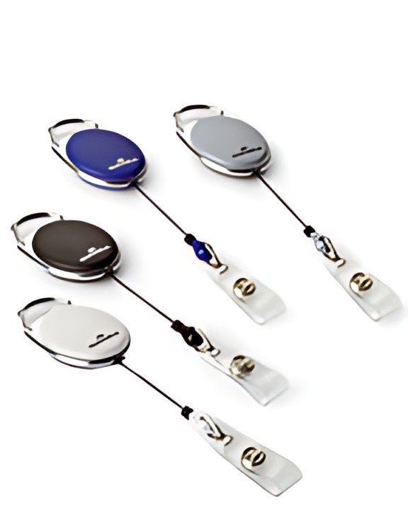 DURABLE Porte-carte avec enrouleur, oval, gris