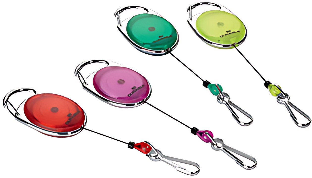 DURABLE Porte-badge avec enrouleur, oval, rouge/transparent