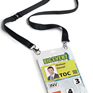 DURABLE Badge évènementiel, avec ruban en tissu, A6, noir