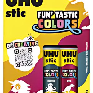 UHU Bâton de colle stic FUN'TASTIC COLORS, 2x 8,2 g, blister