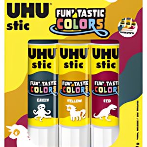UHU Bâton de colle stic FUN'TASTIC COLORS, 3x 21 g, blister