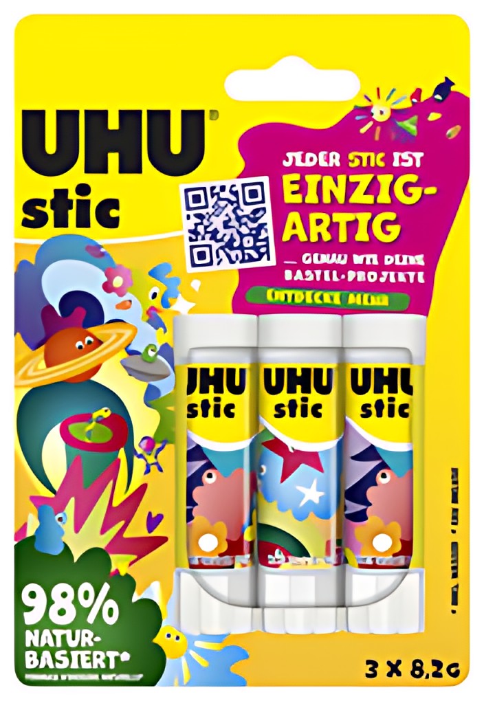 UHU Bâton de colle stic UNIQUE, sans solvant, 3x 8,2 g
