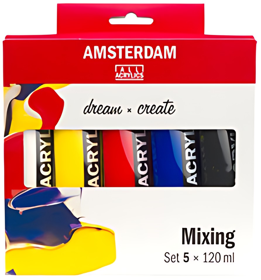 ROYAL TALENS AMSTERDAM Set de peinture acrylique, 5x 120 ml